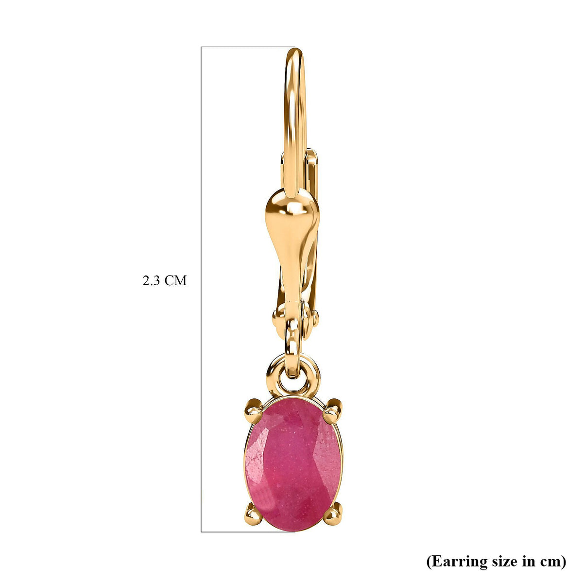 2.25 Ct African Ruby Solitaire Lever Back Earrings in Gold Plated Sterling Silver V32513438 5