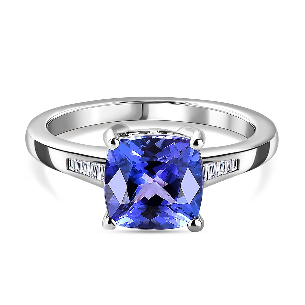 2.72 Ct RHAPSODY AAAA Tanzanite and Diamond Solitaire Design Ring in 950 Platinum 5 Grams VS EF 3529110 0