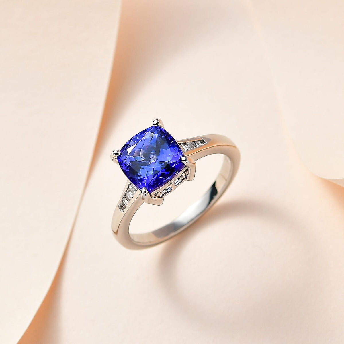 2.72 Ct RHAPSODY AAAA Tanzanite and Diamond Solitaire Design Ring in 950 Platinum 5 Grams VS EF 3529110 2