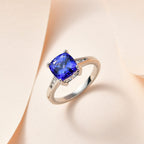 RHAPSODY 950 Platinum AAAA Tanzanite & Diamond (VS-E-F) Ring 2.86 Ct, Platinum Wt. 5.47 Gms
