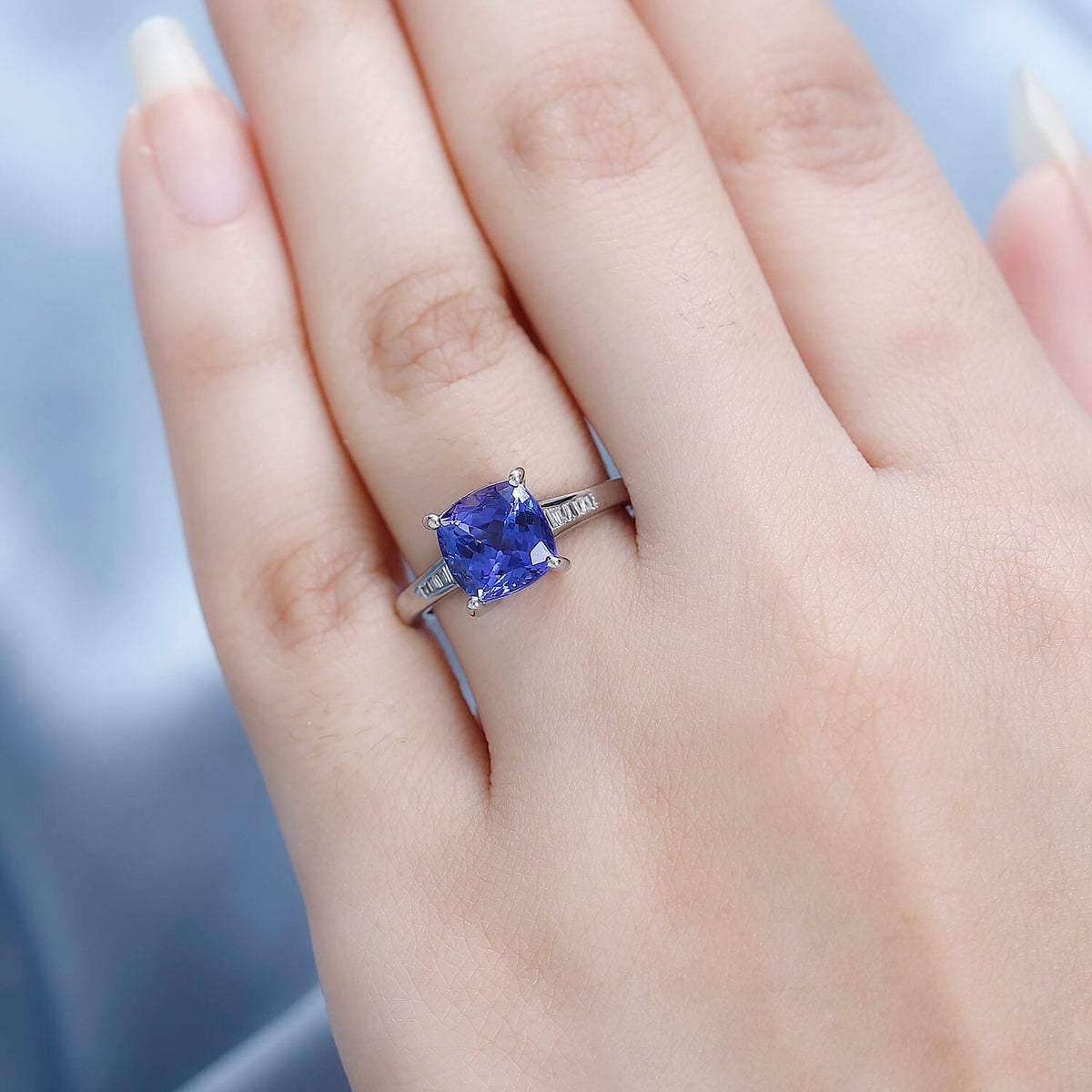 2.72 Ct RHAPSODY AAAA Tanzanite and Diamond Solitaire Design Ring in 950 Platinum 5 Grams VS EF 3529110 3