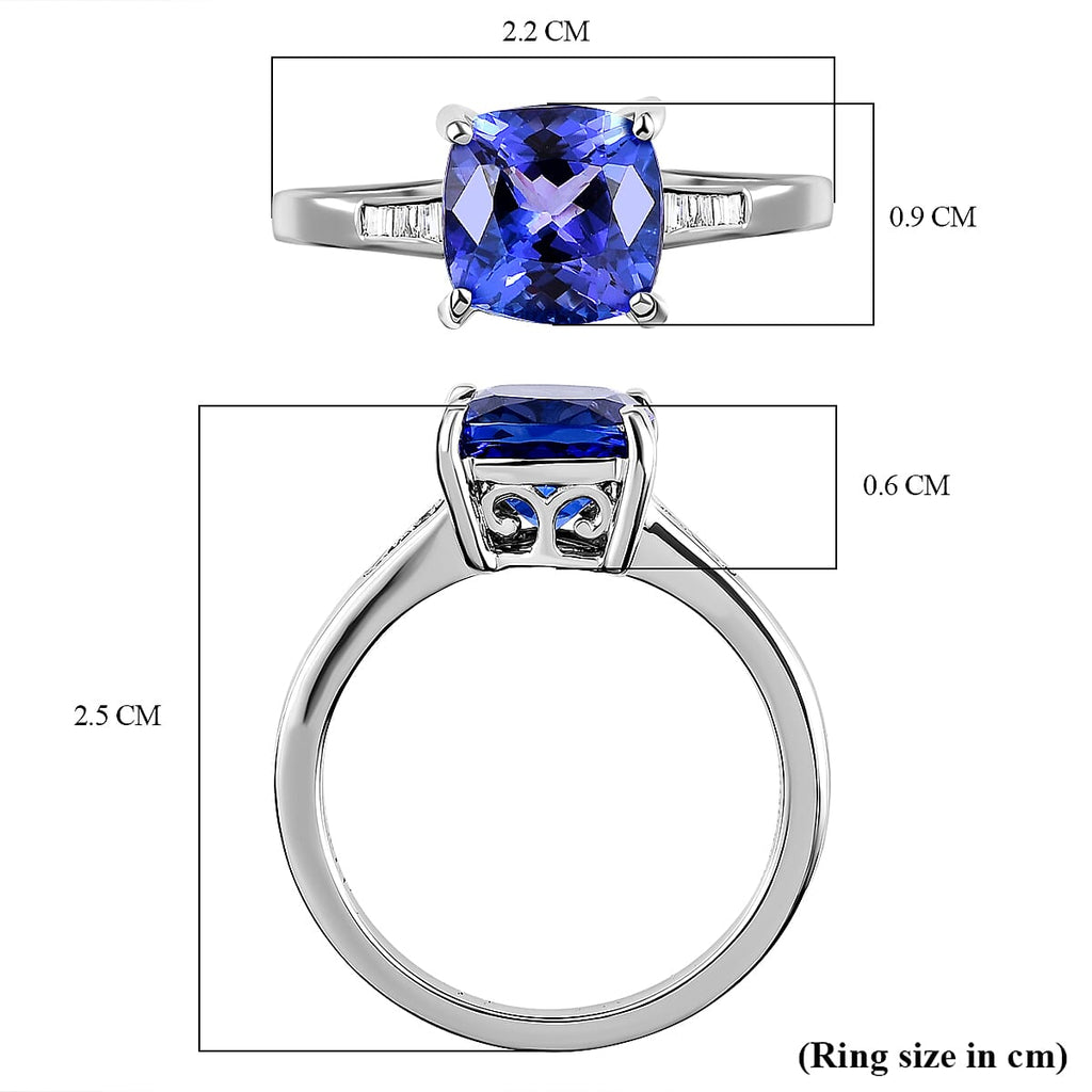 RHAPSODY 950 Platinum AAAA Tanzanite & Diamond (VS-E-F) Ring 2.86 Ct, Platinum Wt. 5.47 Gms