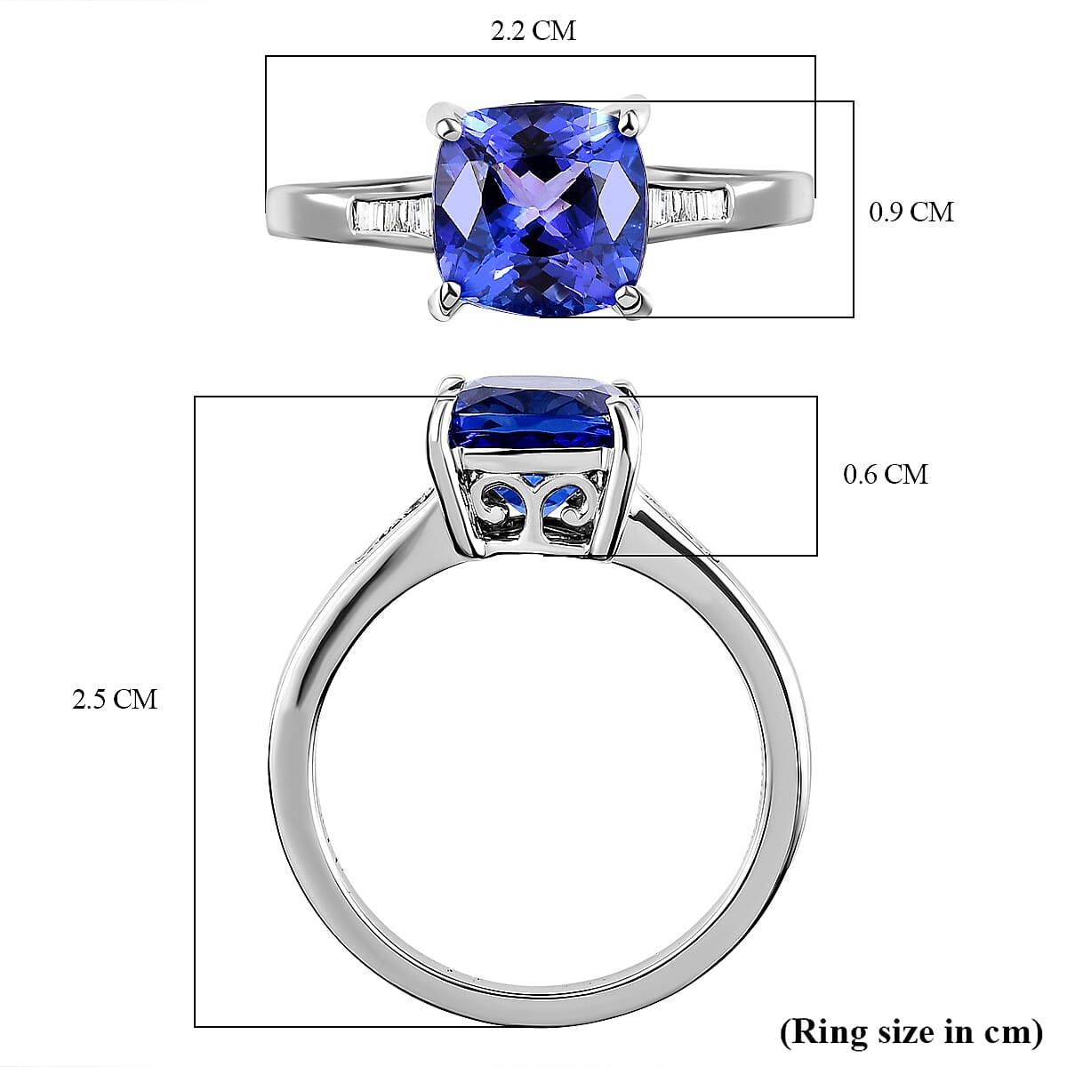 2.72 Ct RHAPSODY AAAA Tanzanite and Diamond Solitaire Design Ring in 950 Platinum 5 Grams VS EF 3529110 6