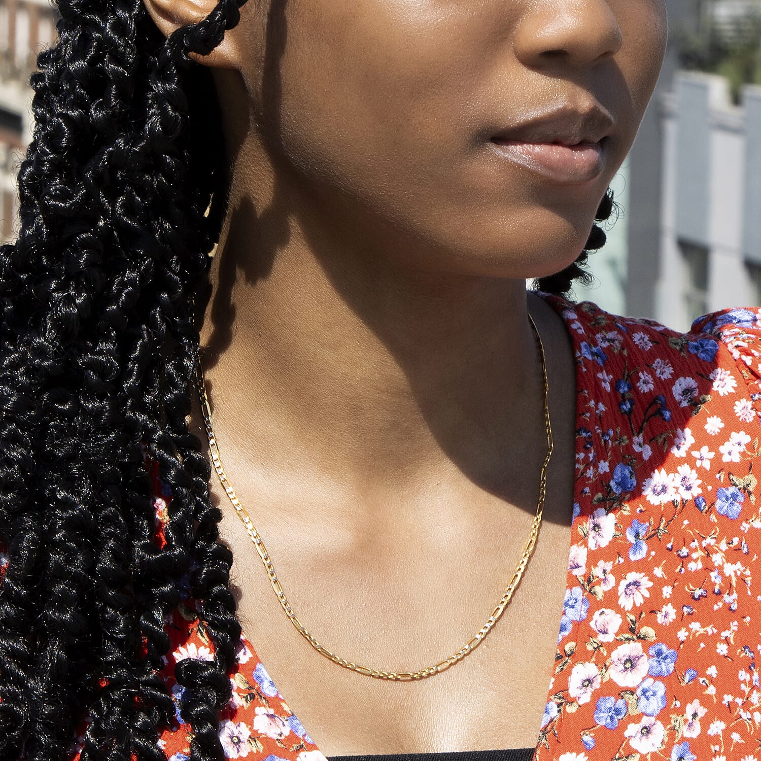 2.9mm Figaro Chain 20 Inch in 9K 2 Colour Gold 7586085 2