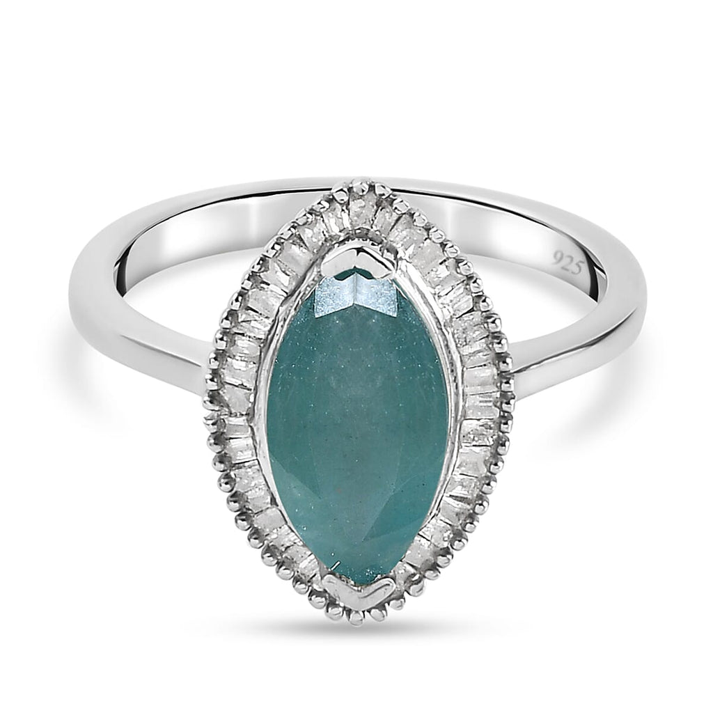 Grandidierite and Diamond Ring in Platinum Overlay Sterling Silver 2.00 Ct.