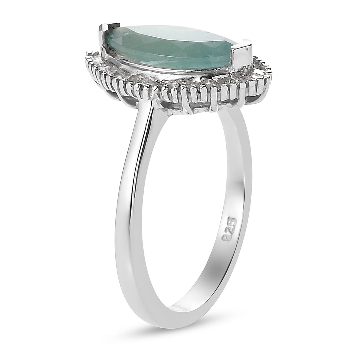 2 Carat Grandidierite White Diamond Halo Ring in Platinum Plated Sterling Silver 7424818 4