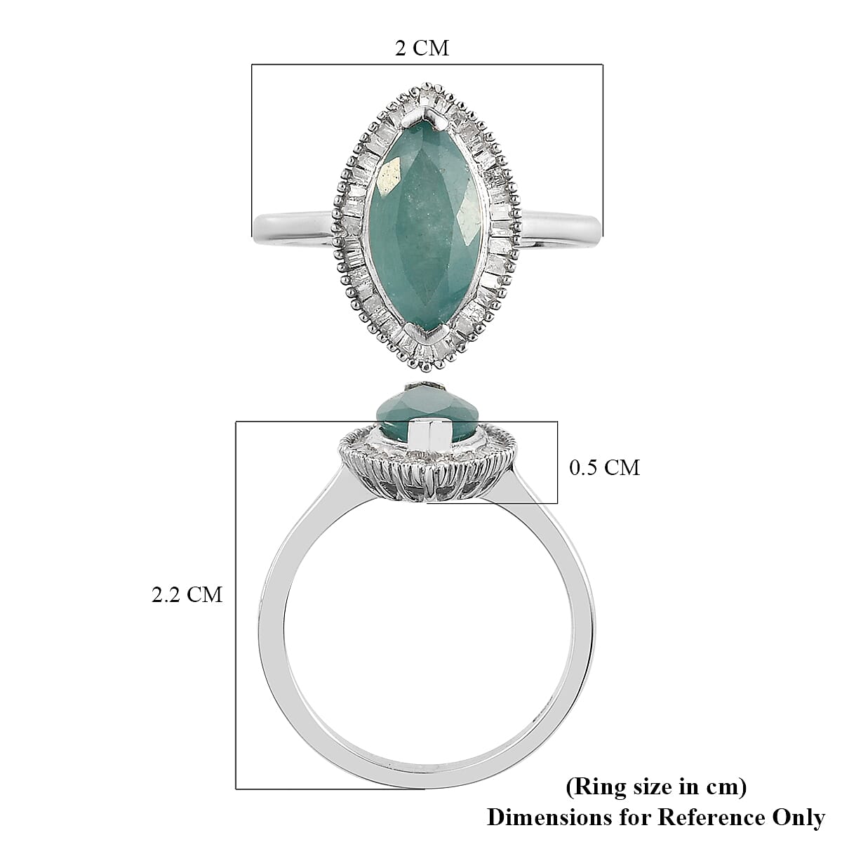 2 Carat Grandidierite White Diamond Halo Ring in Platinum Plated Sterling Silver 7424818 6