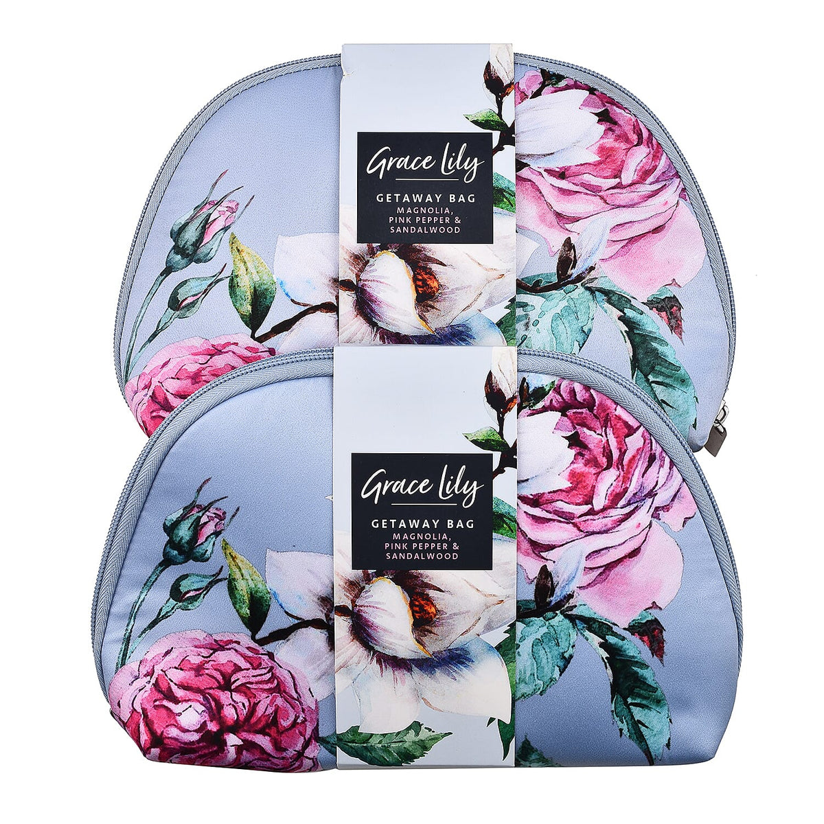 Grace Lily: Magnolia, Pink Pepper, and Sandalwood Getaway Bag (Shower cream 100ml, Hand lotion 30ml, and Body lotion 50ml and Shower Puff) 7372939 7