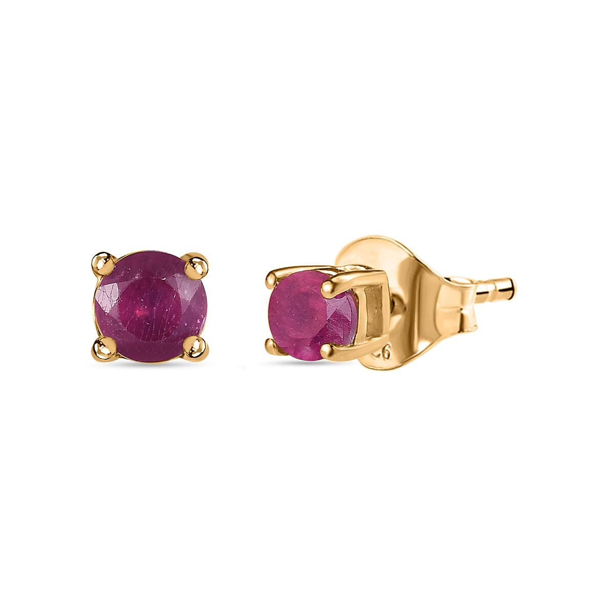 2 Ct. African Ruby Stud Earrings in 14K Gold Plated Sterling Silver 3730737 0
