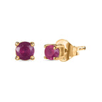 African Ruby (FF) Stud Earrings in 18K Vermeil Yellow Gold Plated Sterling Silver 2.30 Ct.