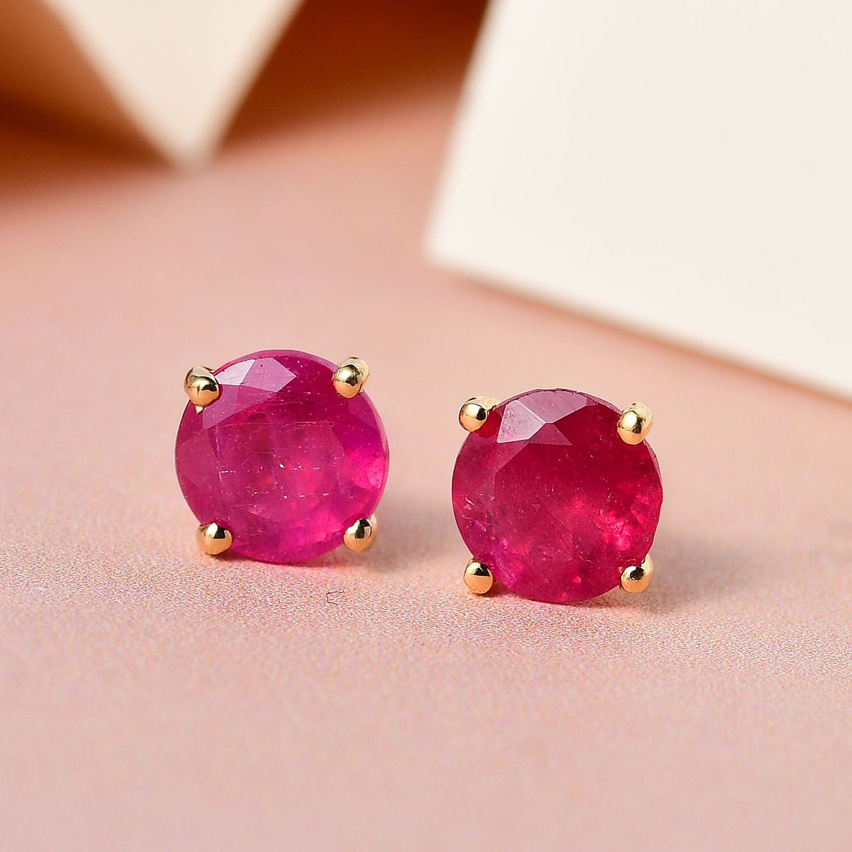 2 Ct. African Ruby Stud Earrings in 14K Gold Plated Sterling Silver 3730737 2
