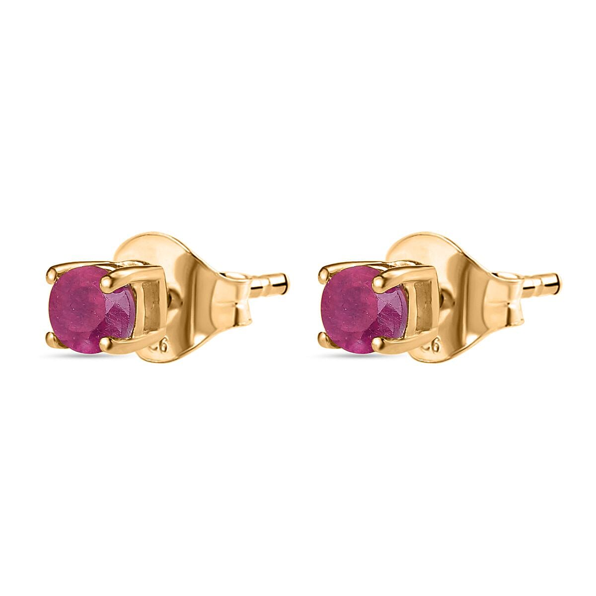 2 Ct. African Ruby Stud Earrings in 14K Gold Plated Sterling Silver 3730737 4