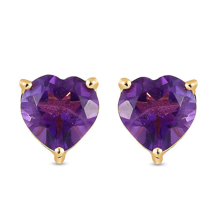 Hebei Peridot Solitaire Heart Stud Earrings in 18K Vermeil Yellow Gold Plated Sterling Silver 3815617 1