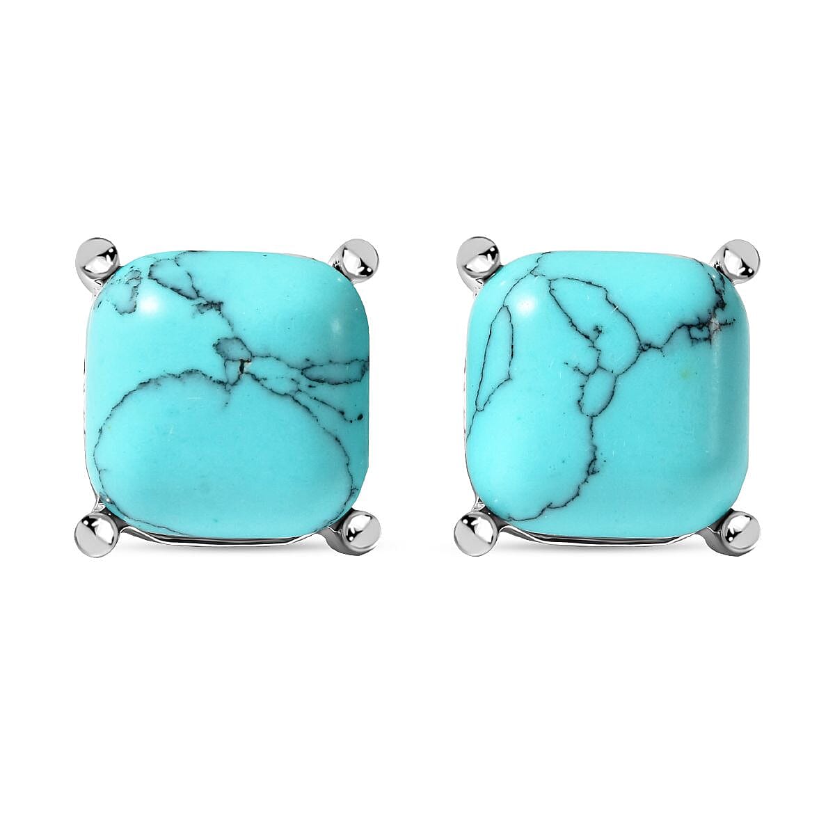 2 Ct. Blue Howlite Solitaire Stud Earrings in Silver Tone 7597508 0