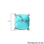 Blue Howlite Stud Earrings in Silver Tone