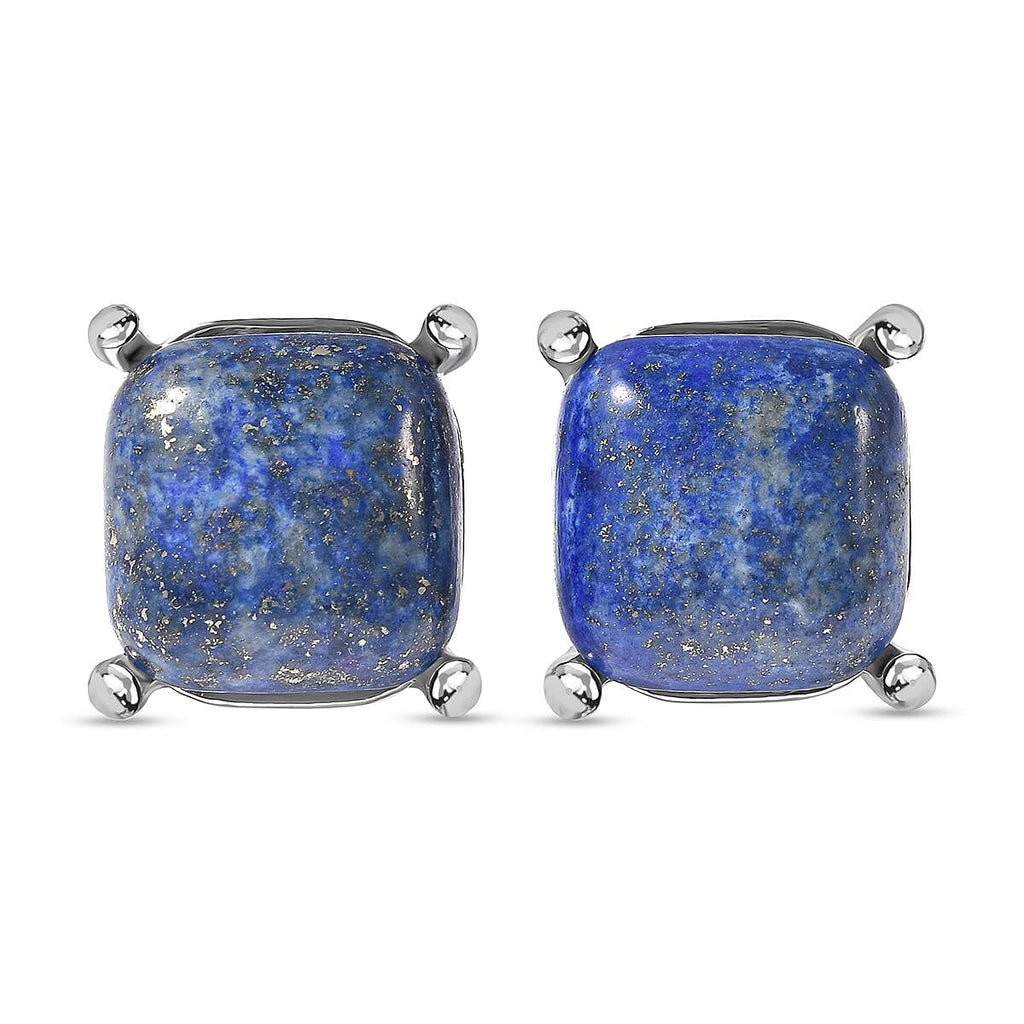 Lapis Lazuli Stud Earrings in Silver Tone