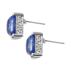 Lapis Lazuli Stud Earrings in Silver Tone