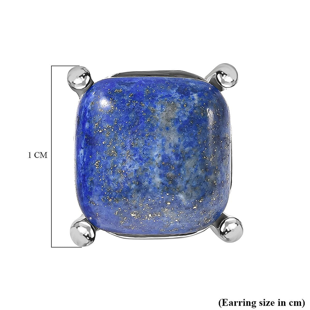 Lapis Lazuli Stud Earrings in Silver Tone