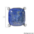 Lapis Lazuli Stud Earrings in Silver Tone