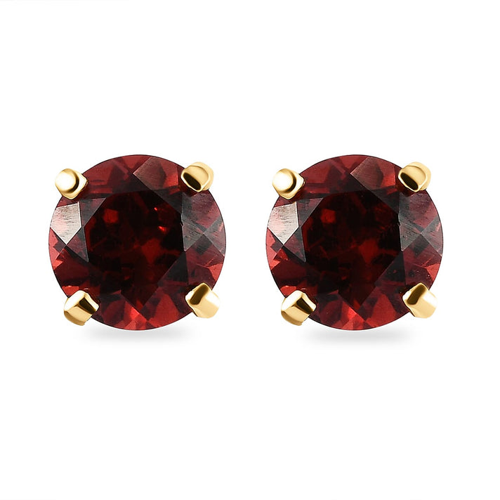 2 Ct. Red Garnet Solitaire Stud Earrings in 14K Gold Plated Sterling Silver 3815301 1