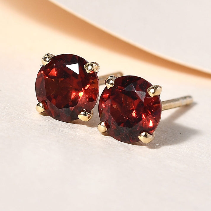 2 Ct. Red Garnet Solitaire Stud Earrings in 14K Gold Plated Sterling Silver 3815301 2