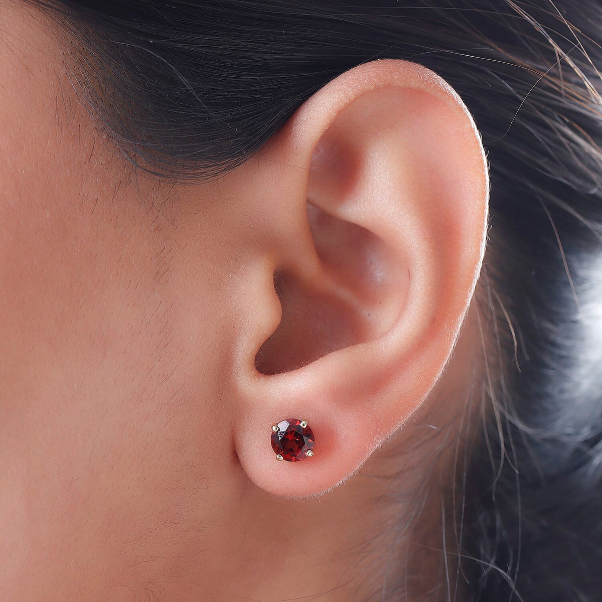 2 Ct. Red Garnet Solitaire Stud Earrings in 14K Gold Plated Sterling Silver V32747062 3