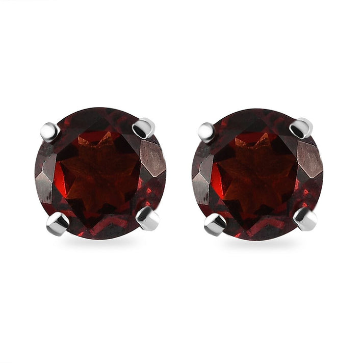 2 Ct. Red Garnet Solitaire Stud Earrings in Platinum Plated Sterling Silver 3815302 1