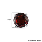 Mozambique Garnet Solitaire Stud Earrings with Push Back in Platinum Overlay Sterling Silver 2.00 Ct.