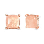 Rose Quartz Stud Earrings in Rose Gold Tone