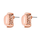 Rose Quartz Stud Earrings in Rose Gold Tone