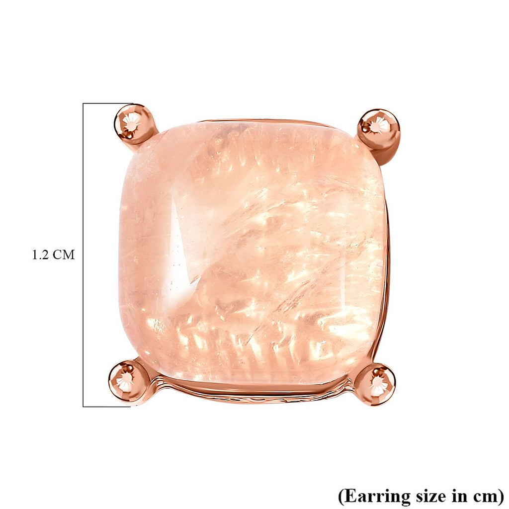 Rose Quartz Stud Earrings in Rose Gold Tone