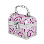 2 Layer Flower Pattern Aluminium Jewellery Organizer with Handle, Lock and Inside Mirror (Size 12x10x7.5 Cm) - Purple