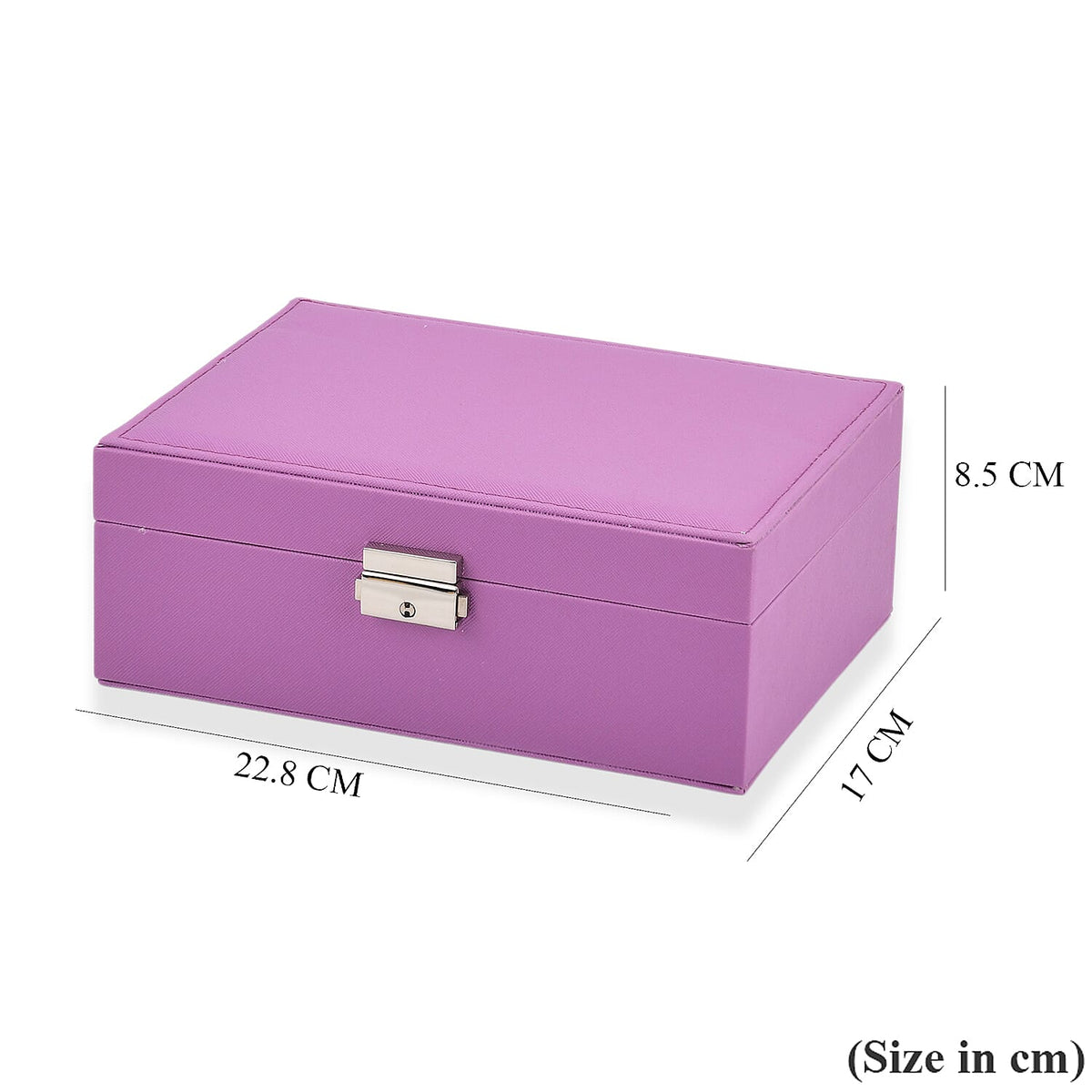 2 Layers Jewellery Box, Elegant Jewellery Organiser With Lock And Key - Purple V32721401 3