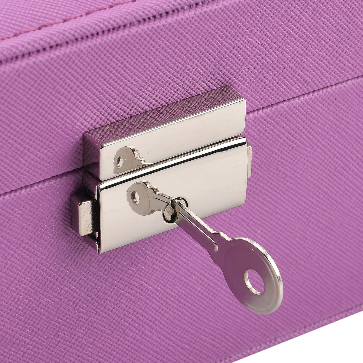 2 Layers Jewellery Box, Elegant Jewellery Organiser With Lock And Key - Purple V32721401 9