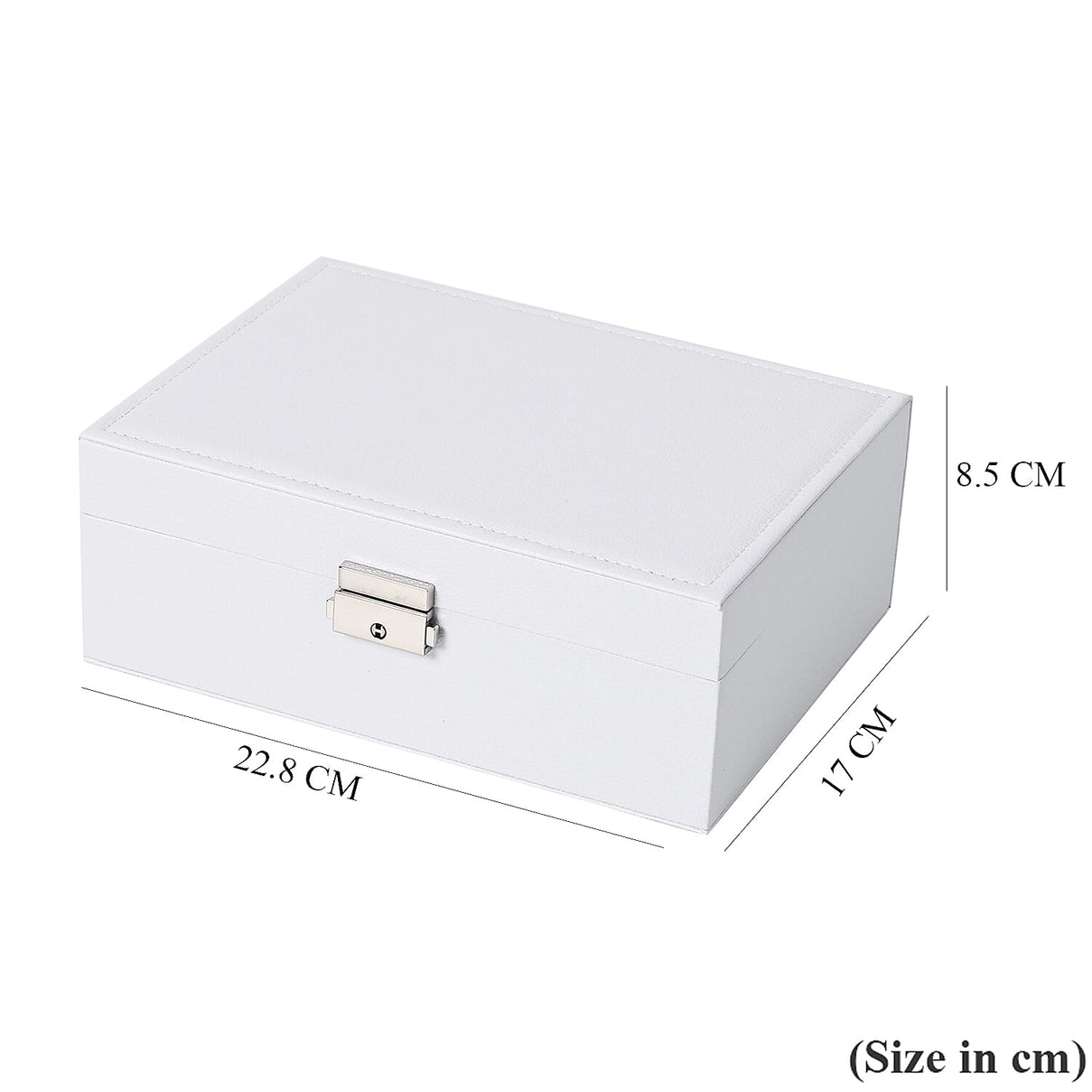 2 Layers Jewellery Box, Elegant Jewellery Organiser With Lock And Key - White V32357083 4