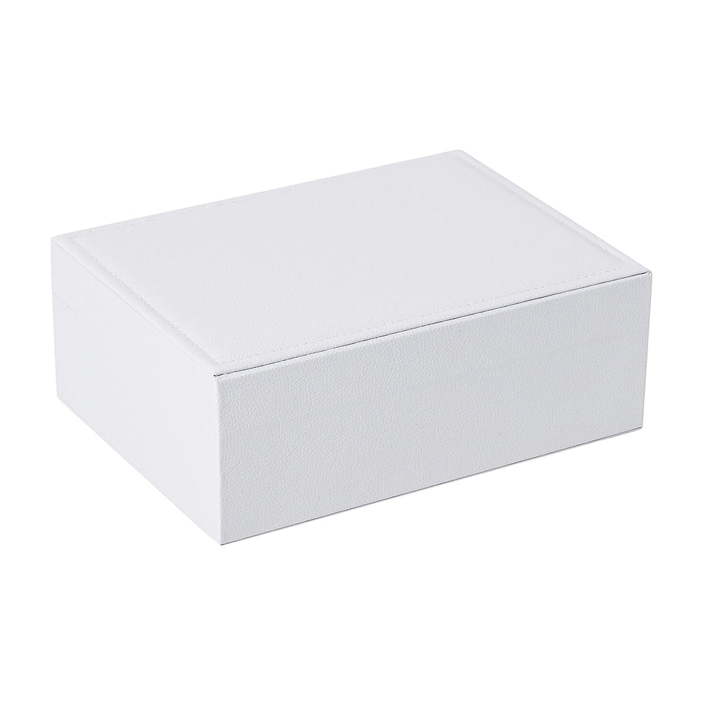 2 Layers Jewellery Box, Elegant Jewellery Organiser With Lock And Key - White
