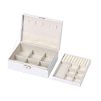 2 Layers Jewellery Box, Elegant Jewellery Organiser With Lock And Key - White