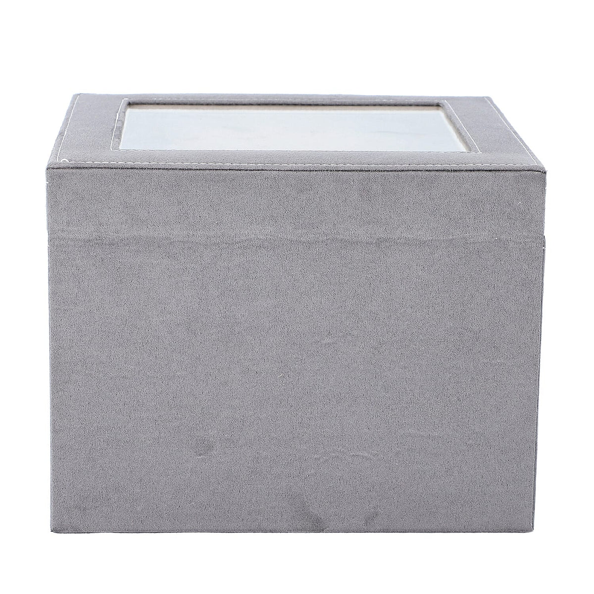 2 Layer Velvet Watch Box with Transparent Window and Lock - Grey 7425148 4