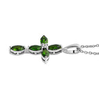 2 Piece Set -  Natural Chrome Diopside,  White Zircon Chain and Cross Pendant in Platinum Overlay Sterling Silver  2.120  Ct.