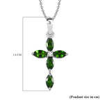 2 Piece Set -  Natural Chrome Diopside,  White Zircon Chain and Cross Pendant in Platinum Overlay Sterling Silver  2.120  Ct.