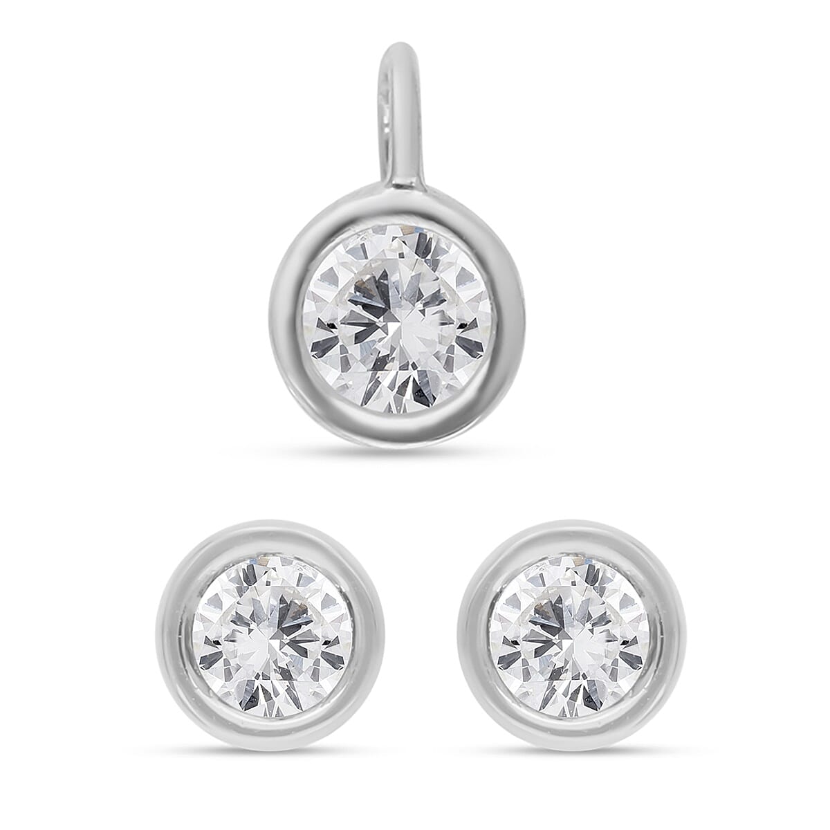 2 Piece Set 0.36 Carat SGL Certified Small Diamonds GH I3 Stud Earrings and Pendant in 9K White Gold 4077284 0