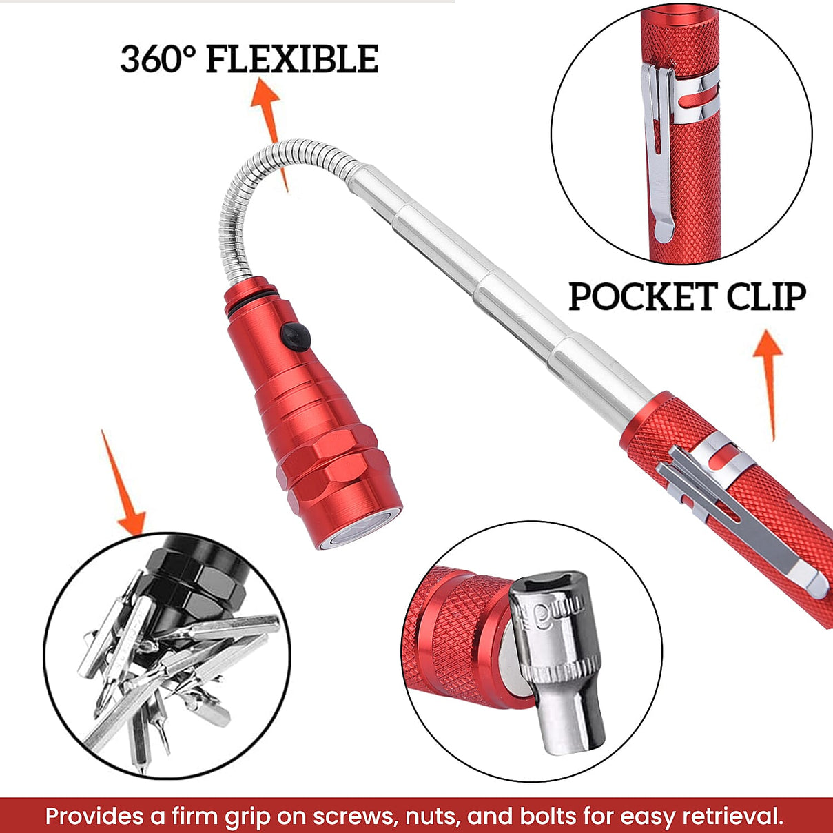 Set of 2 LED Flexible Magnetic Flashlight - Red 7317023 4