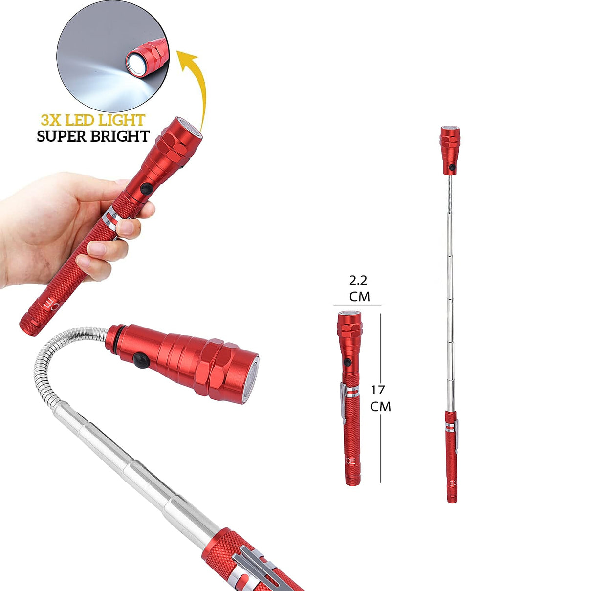 Set of 2 LED Flexible Magnetic Flashlight - Red 7317023 5