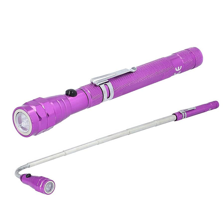 2 Piece Set 360 Degree Flexible Head 3 LED Magnetic Flashlight with 4 Batteries Size 17x2.2 Cm Purple 3642102 0