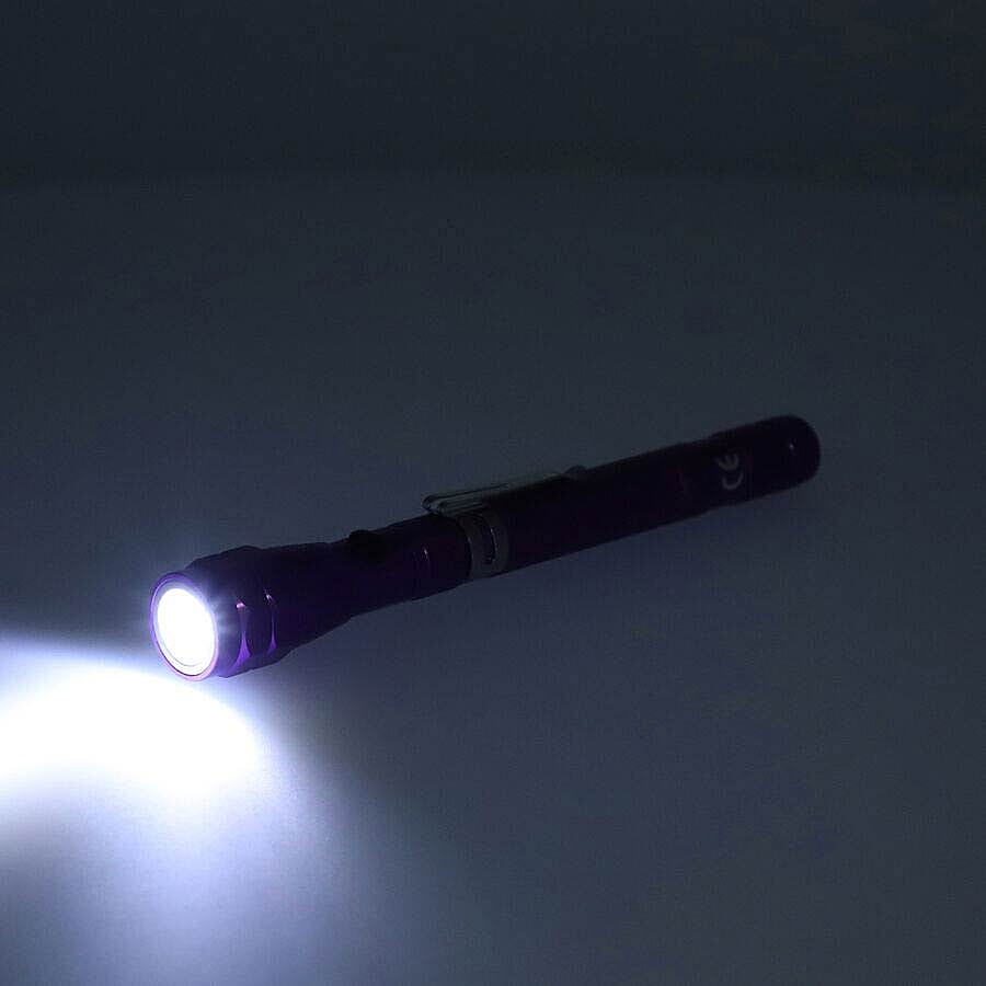 2 Piece Set 360 Degree Flexible Head 3 LED Magnetic Flashlight with 4 Batteries Size 17x2.2 Cm Purple 3642102 2
