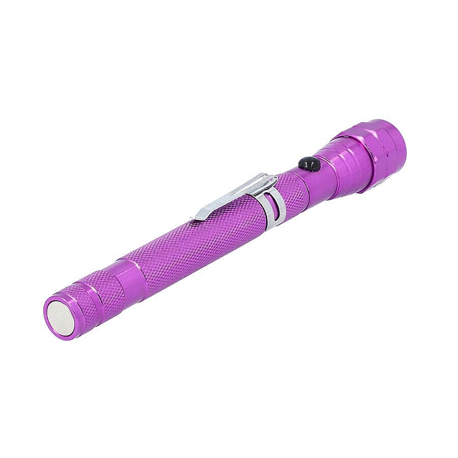 2 Piece Set 360 Degree Flexible Head 3 LED Magnetic Flashlight with 4 Batteries Size 17x2.2 Cm Purple 3642102 3
