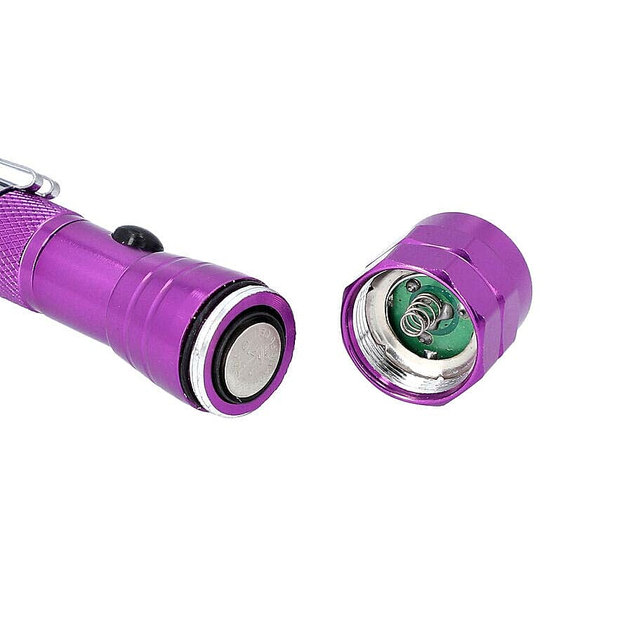2 Piece Set 360 Degree Flexible Head 3 LED Magnetic Flashlight with 4 Batteries Size 17x2.2 Cm Purple 3642102 4