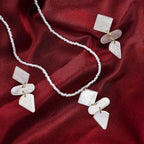 2 Piece Set - White Shell Pearl Pendant with Necklace (Size 22) and Earrings in Yellow Tone