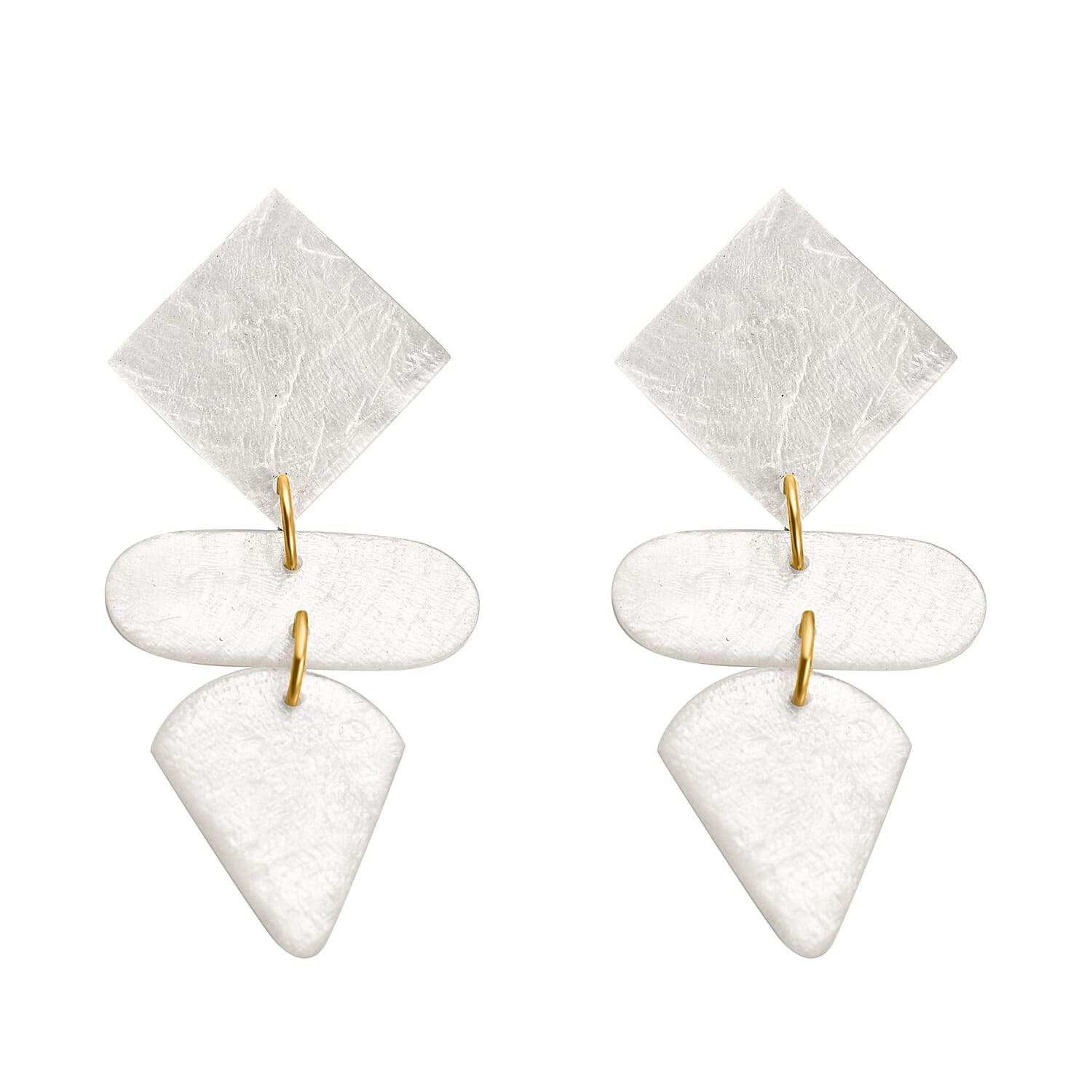 2 Piece Set - 5 Carat White Shell Pearl, Multi Gemstones Earrings and Necklace Size 22 in Gold Tone 3842094 3