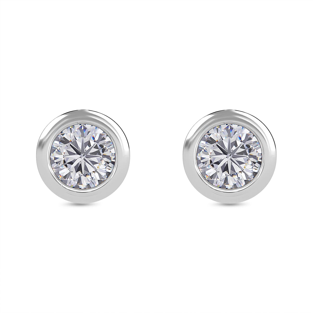 2 Piece Set - White Diamond Earring with Push Back and Pendant in 9K White Gold SGL Certified 4324330 1